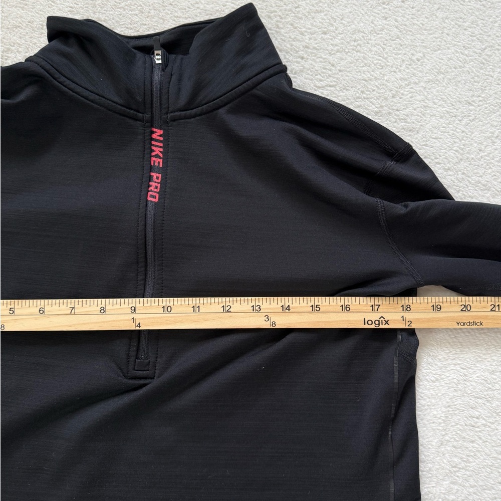 Nike Womens Pro Hyperwarm Top Size XL Black Pullover 1/2 Zip Long Sleeve 803140 - Picture 8 of 9